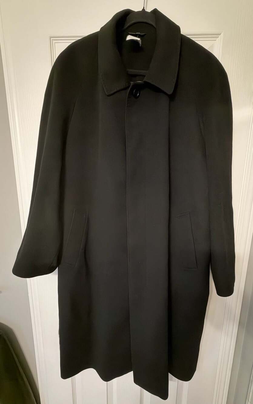 Vintage 100% Cashmere Black Overcoat Size 42